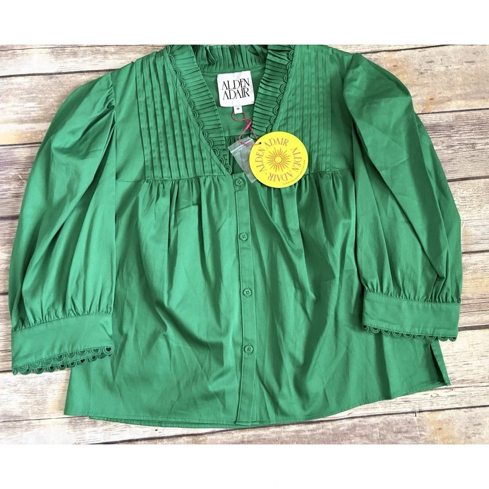 NWT Alden Adair - Blake Top emerald M - Picture 2 of 7